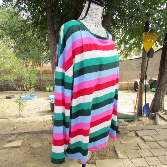 Joyspun Women's Striped Long Sleeve Tee - Multicolor - Picture 3 of 4